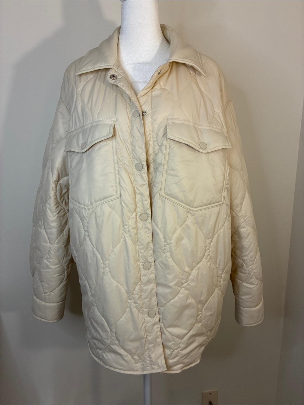 ESQUALO Lightweight Cream Quilted Puffer Jacket